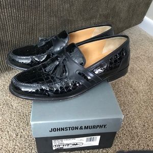 Johnston & Murphy Black Croc Loafers 10-1/2 M
